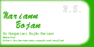 mariann bojan business card